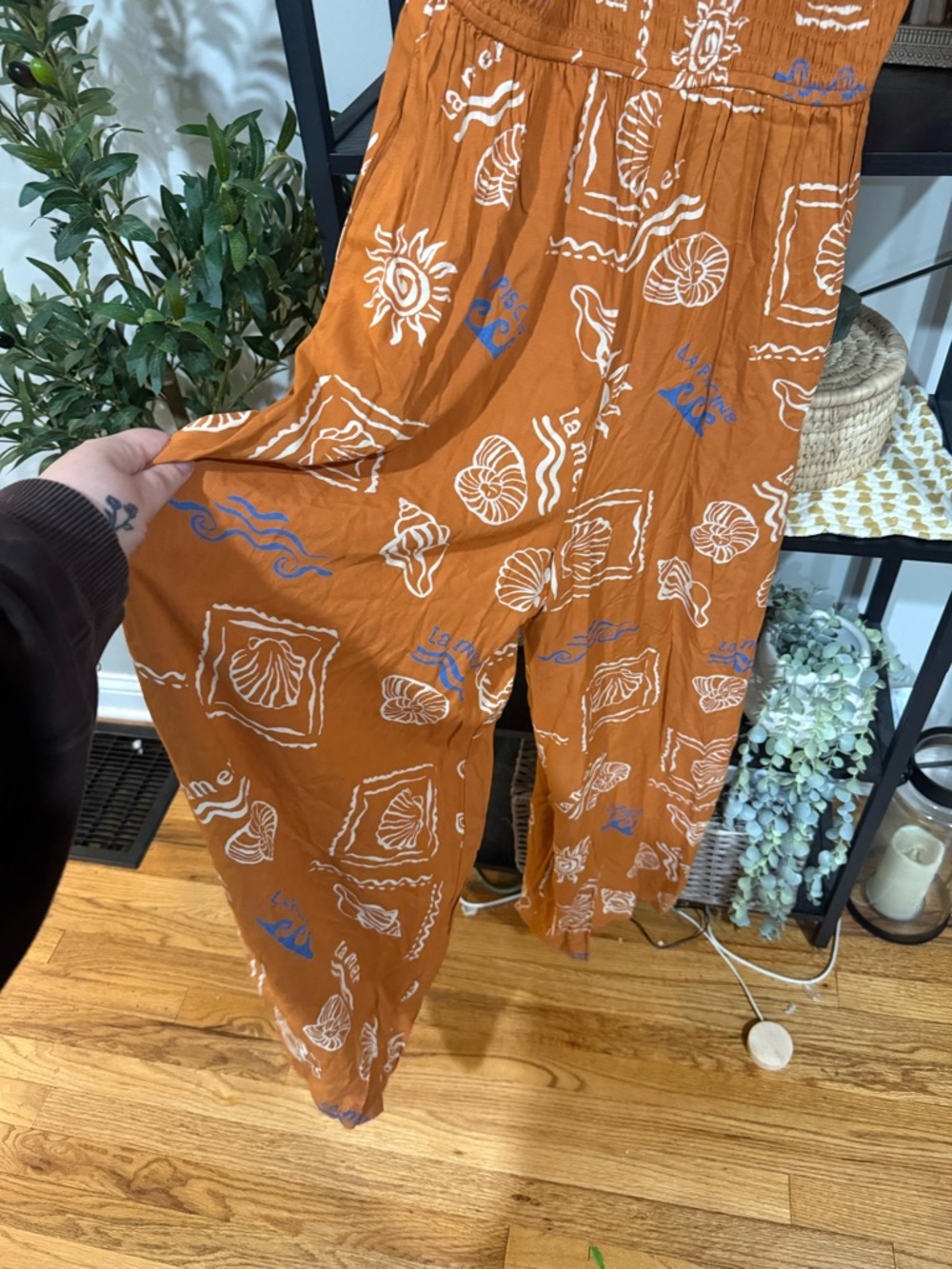 Patrons of Peace Rust Orange Printed Romper Jumpsuit Boho Wide Leg NWT - Picture 8 of 11
